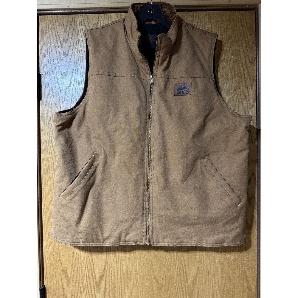 Old Mill Duck Canvas Work Vest XL Brown Sherpa Lined Zip Utility